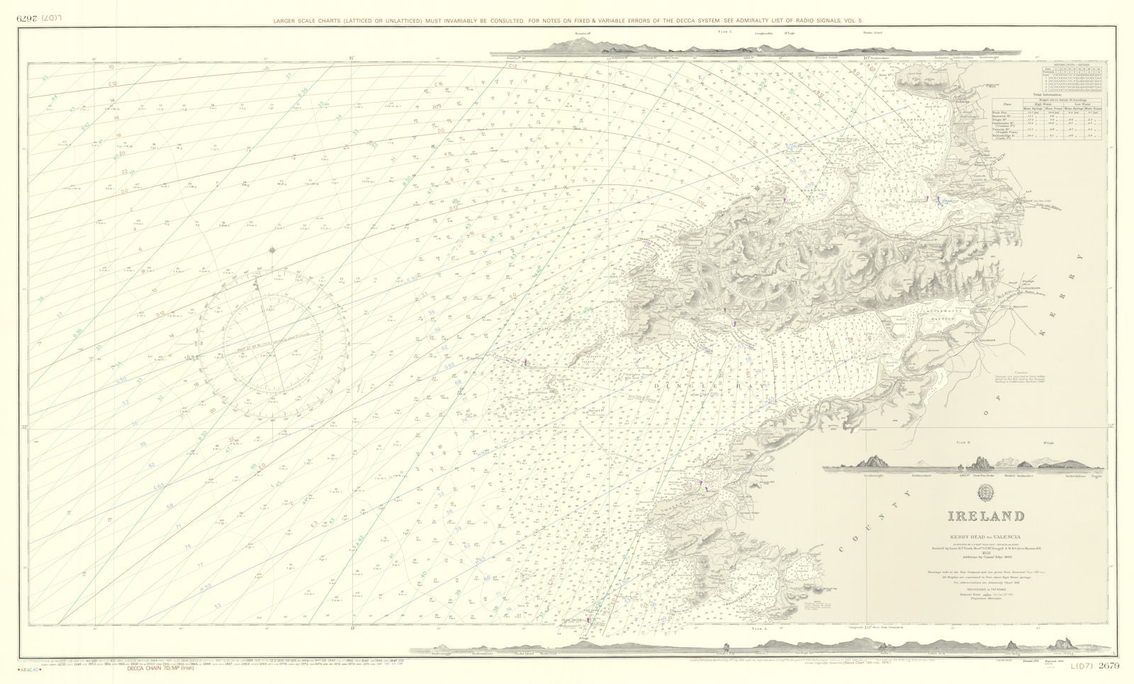 Ireland - Kerry Head to Valencia. Admiralty sea chart #2679. 1859 (1980) map